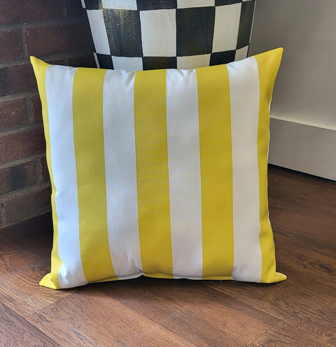 Outdoor Pillow - Yellow and White Stripe 4" Repeat