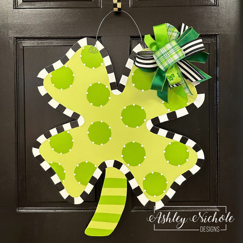 Four Leaf Clover-St. Patrick's Day-Door Hanger (Hand-Painted)
