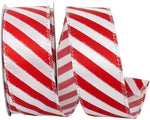 Candy Cane Iridescent Stripe Wired Ribbon - 1.5"x20Yds