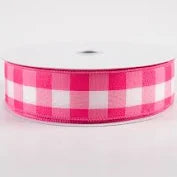 Hot Pink & White Buffalo Check Wired Ribbon - 1.5" x 50yds