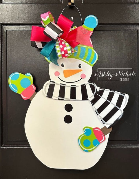 Snowman - Colorful - Door Hanger - (Hand Painted)