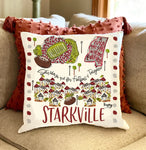 18" x 18" College Town Pillow - Starkville, MS