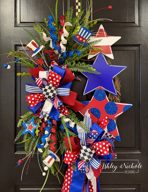 Glitter Star Stack Patriotic Wreath