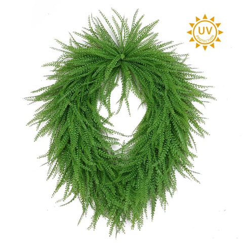 32" x 26" Bead Grass Oval Wreath - UV Protected  - Dark Green