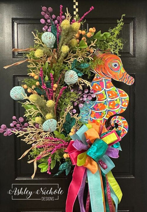Exotic Oceans Abstract Seahorse Wreath