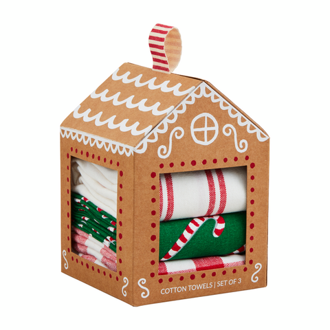 Peppermint Gingerbread House Towel - Set of 3