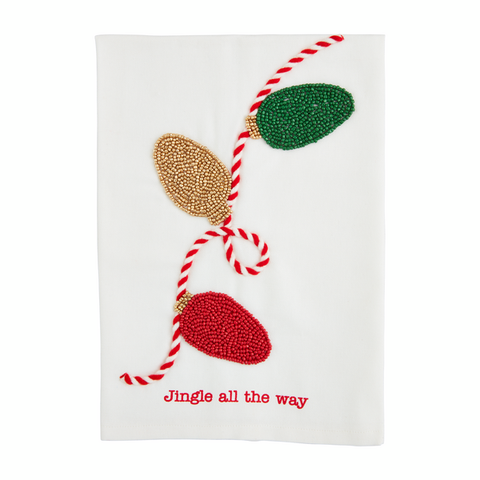 Christmas Lights "Jingle All The Way" Beaded Hand Towel