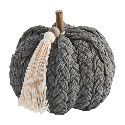 Braided Rope Pumpkin Sitter - Gray, 4 3/4" x 6 1/2" Dia