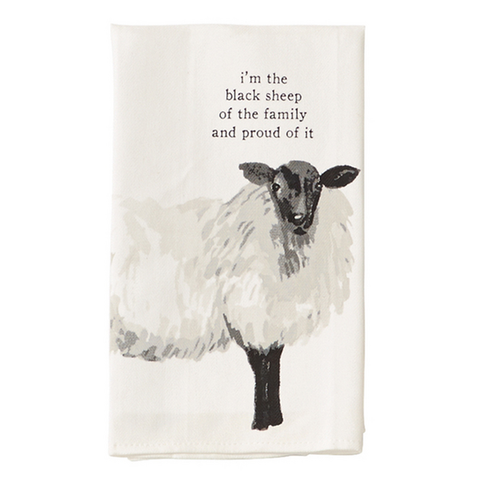 Farm Dish Towel - Sheep "I'm The Black Sheep of the Family and Proud of It"