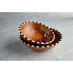 Checkered Rim Wooden Bowl - Set of 2