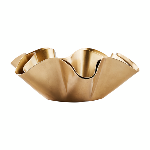 Nested Ruffle Bowls - Set of 2 - Brass