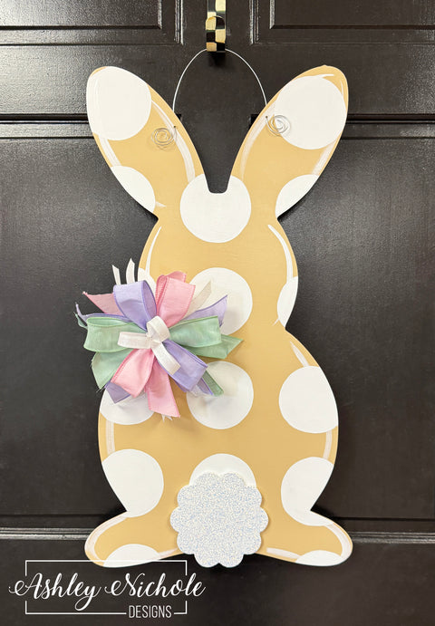 Cottontail Polka Dot Bunny - TAN - Door Hanger