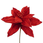 Velvet Poinsettia Pick-Red