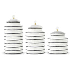 SET OF 3 RIBBED CANISTERS W/CRYSTAL KNOB - Choose from Black or Blue