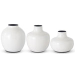 Set of 3 - White Enameled Metal Vases