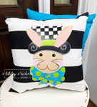 Custom-Checkered Top Hat Bunny Pillow