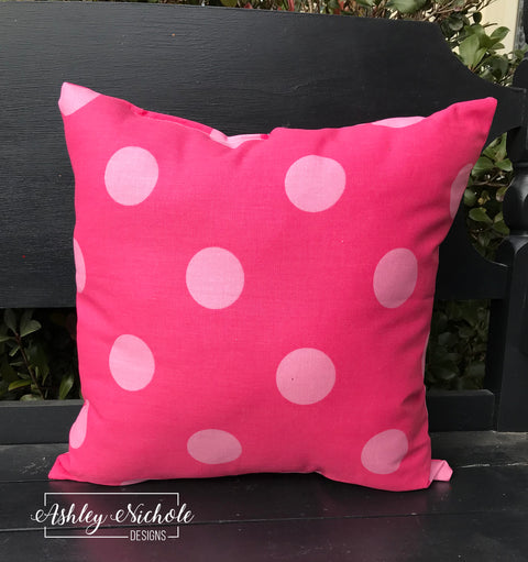 Outdoor Pillow-Hot Pink/Light Pink Dot
