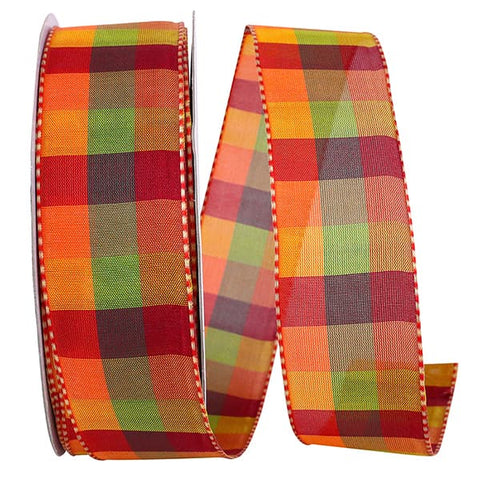 Warm Fall Plaid Wired Ribbon - 1.5” x 50yds