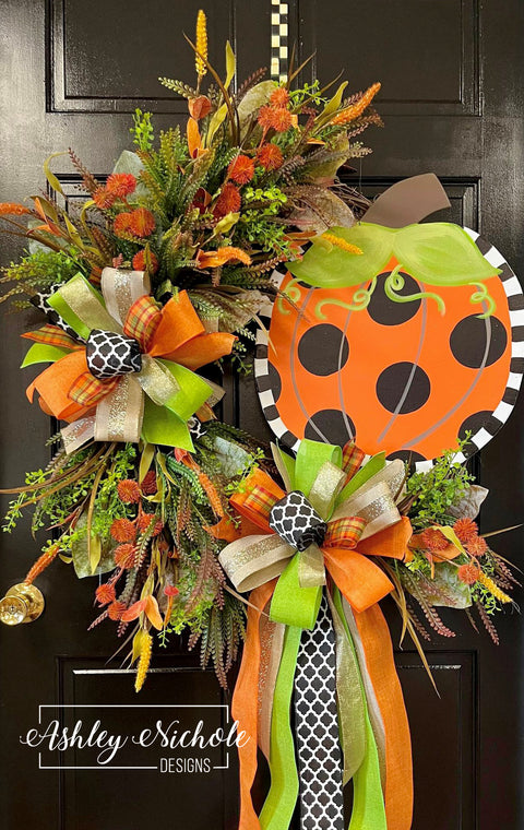 Funky Pumpkin Glitzy Wreath