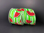 Juicy Watermelons Stripes Wired Ribbon - 2.5"x10Yds