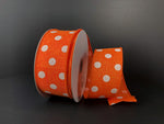 Orange w/ White Polka Dots Wired Ribbon - 1.5" x 10yds