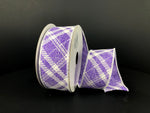 Lavender & White Diagonal Plaid Wired Ribbon - 1.5"x 10yds