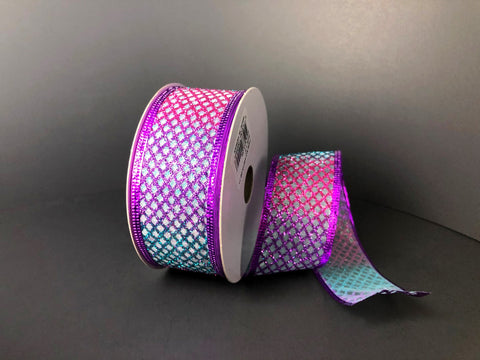 Mermaid Glitter Net Wired  Ribbon - 1.5" x 10yds
