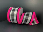 Pink/White/Black Buffalo Check 2.5"x10Y Wired Ribbon