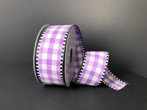 Lavender Buffalo Check Wired Ribbon - 1.5" x 10yds