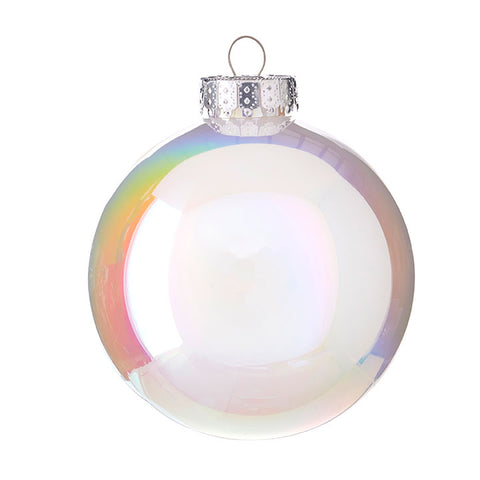 4” Glass Look Plastic Ball Ornament - Pearl