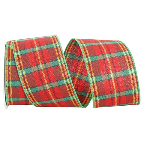 Red Plaid Wired Ribbon - 2.5"x10Yds