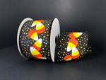 Candy Corn Multi Dot Wired Edge - 2.5" - 10 YDS