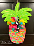 Pineapple - Tropical Colors Abstract - Door Hanger