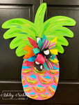 Pineapple - Tropical Colors Abstract - Door Hanger