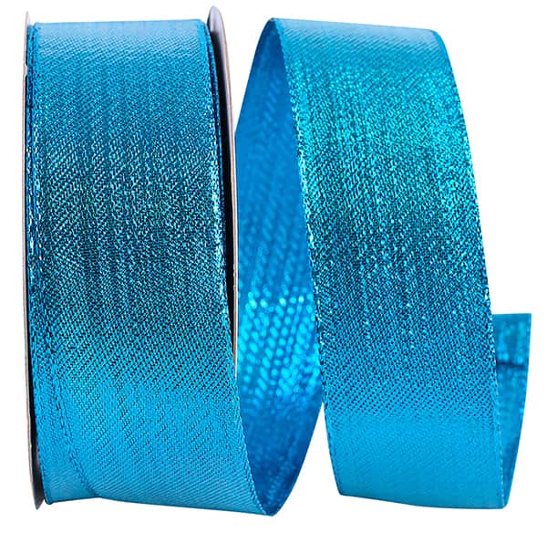 Turquoise Metallic Woven Wired Ribbon - 1.5