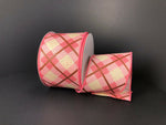 Blush Mauve Georgina Plaid Wired Ribbon - 2.5" x 10yds