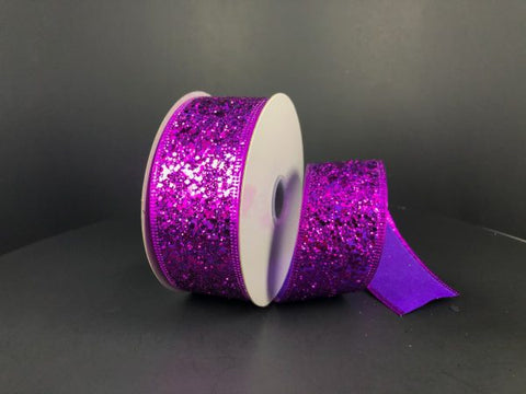 Purple Chunky Glitter Wired Ribbon - 1.5" x 10yds