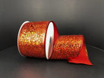 Orange Chunky Rock Glitter Wired Ribbon - 2.5" x 10yds