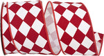 Red/White Diamond Classic Wired Ribbon - 2.5"x10Yds