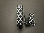 Black and White Quatrefoil Wired Ribbon - 1.5"x50Yds