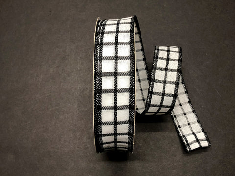 White/Black Woven Tellis Wired Ribbon - 1.5" x 50yds