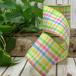 Spring Check Gingham Wired Ribbon - 4"x 10Yds