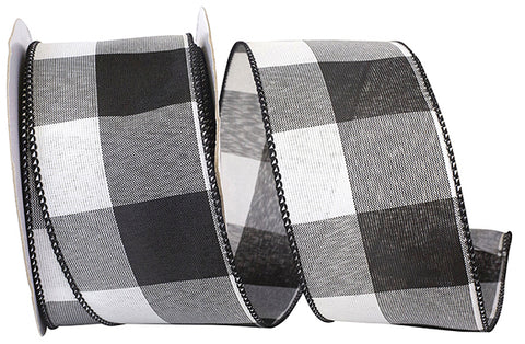 Black & White Jumbo Check Wired Ribbon - 2.5" x 25yds