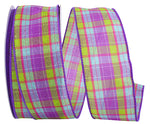 BRIGHT PLAID TODAY WIRED EDGE - Purple - 2.5"x50Y