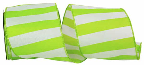 Lime Green Stripe Wired Ribbon - 4" x 10yds