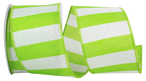 Lime Green Stripe Wired Ribbon - 2.5" x 10yds