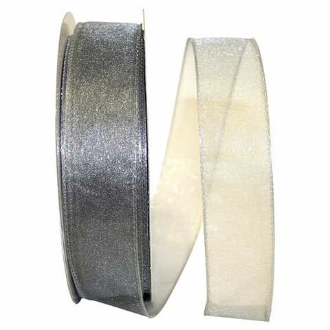 Silver Sheer Wired Ribbon - 1.5" x 50yds