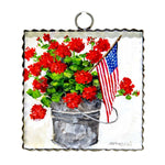 Mini Bucket of Geraniums with Flag Charm