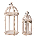 Wood Hobnail Cage Lanterns-Set of 2