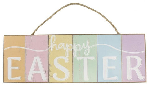15"L X 5"H Happy Easter/Stripes Sign